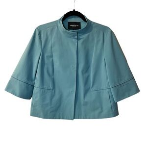 Lafayette 148 New York cropped snap front jacket slate blue M